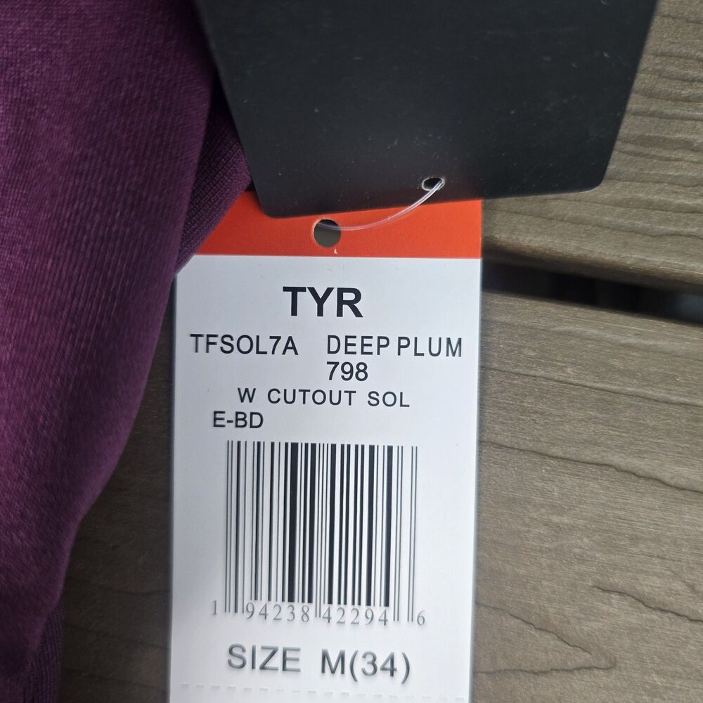 TYR Women's Durafast Elite Deep Plum Cutoutfit 1 Piece Swimsuit SZ 34 New *pull - Picture 4 of 4